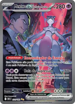 Team Rocket's Mewtwo ex, carta chase da coleção Destined Rivals